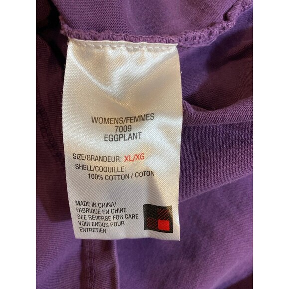 Woolrich Distressed T Shirt Top XL Purple Eggplant 100% Cotton Oversized Blouse - Picture 8 of 12